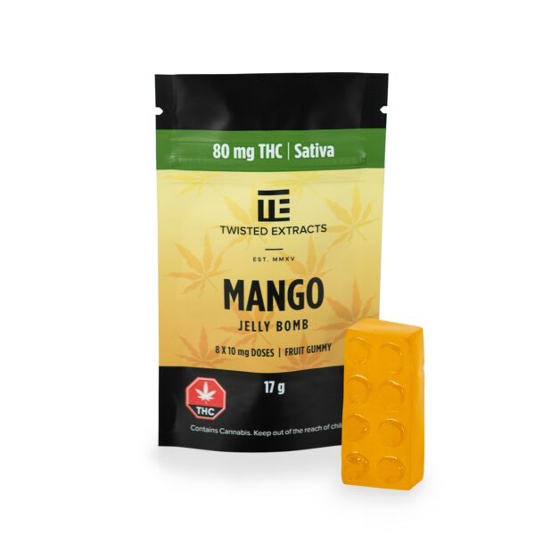 Twisted Extracts- Mango Jelly bomb – SATIVA – 80MG THC | The Healing Co Canada