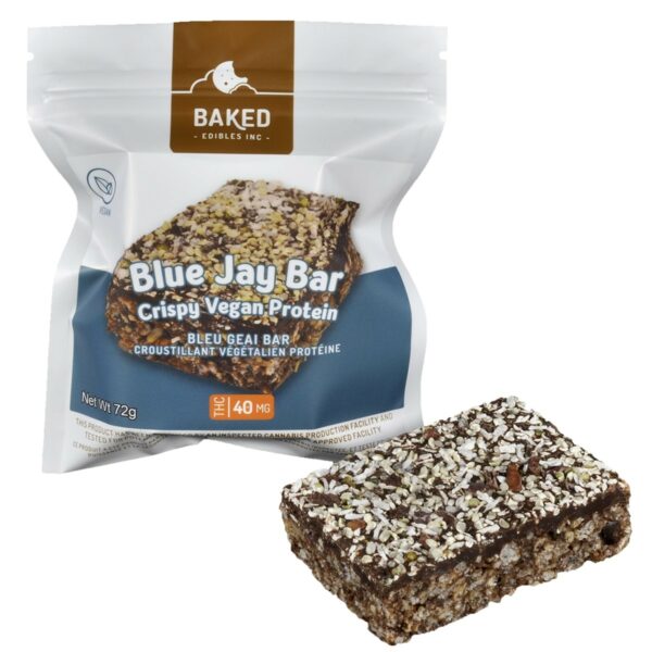 Baked Edibles – Crispy Vegan Blue Jay Bar 40mg THC | The Healing Co Canada