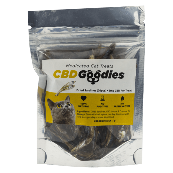 CBD Goodies – Medicated Cat Treats – Dried Sardines – 100mg CBD | The Healing Co Canada