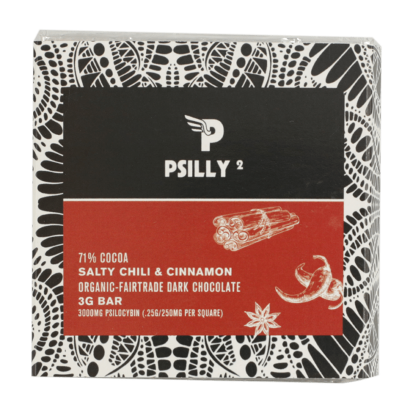 Psilly – Dark Chocolate Bar – Salty Chili & Cinnamon | The Healing Co Canada
