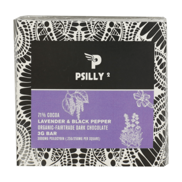 Psilly – Dark Chocolate Bar – Lavender & Black Pepper | The Healing Co Canada