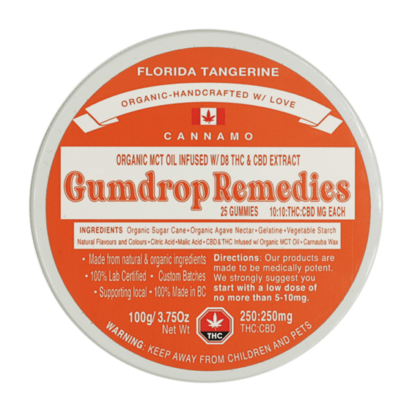 Gumdrop Remedies – Florida Tangerine 1:1 Gummies – 250mg THC/250mg CBD | The Healing Co Canada