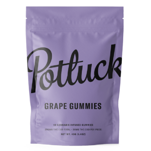 Potluck Extracts – Grape Gummies (1:1) – 100mg THC / 100mg CBD | The Healing Co Canada