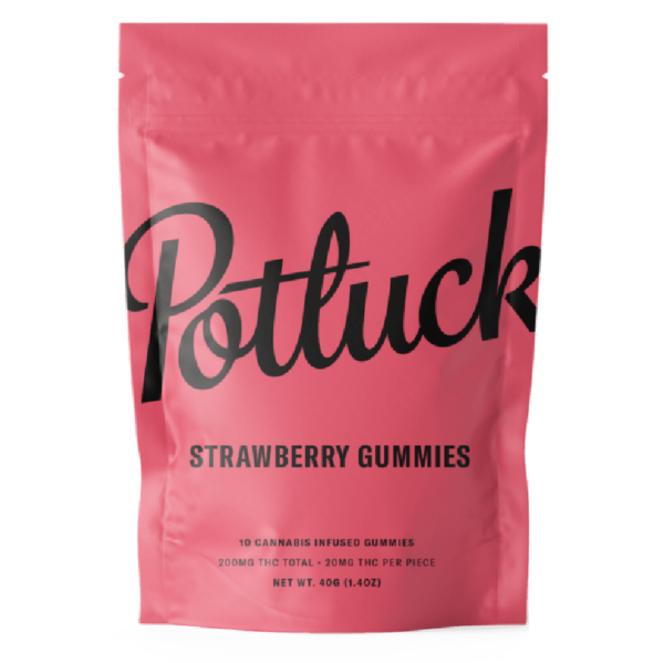 Potluck Extracts – Strawberry Gummies – 200mg THC | The Healing Co Canada