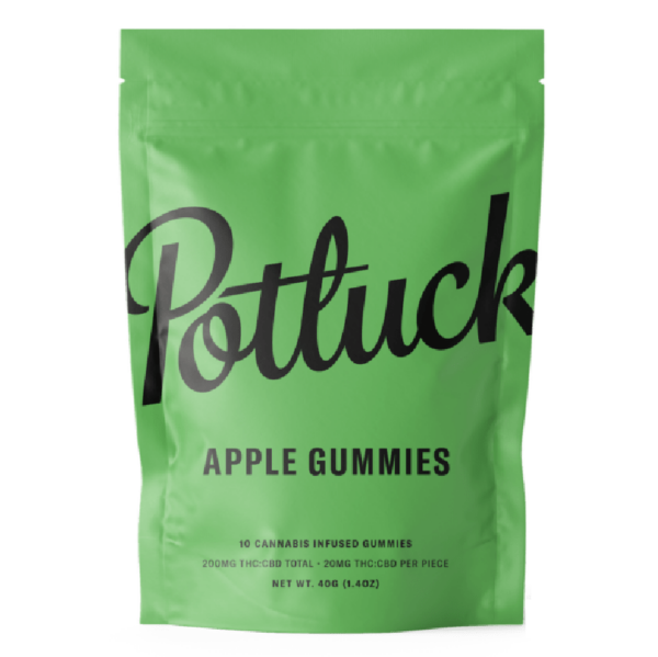 Potluck Extracts – Apple Gummies (1:1) – 100mg THC / 100mg CBD | The Healing Co Canada