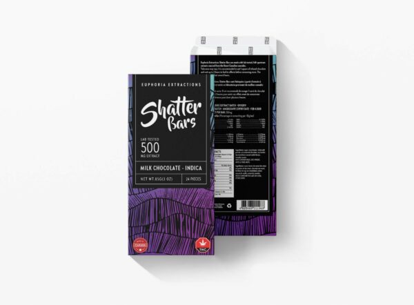 Euphoria Extractions – 500mg Shatter Bars – Milk Chocolate (Indica) | The Healing Co Canada